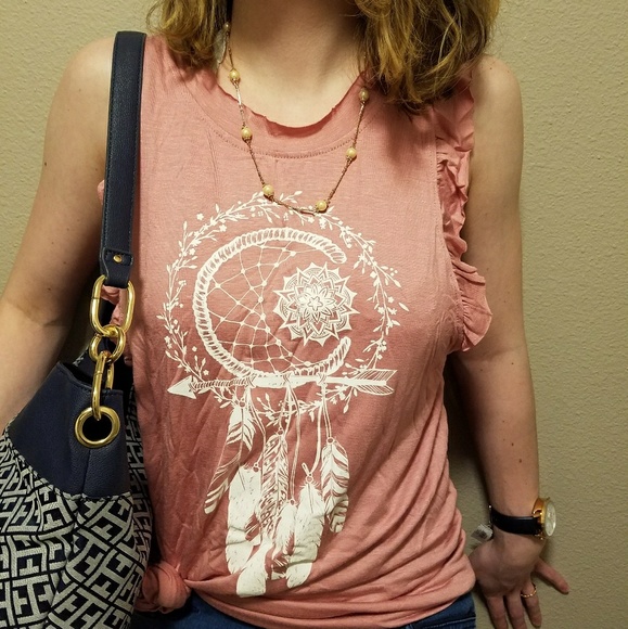 Last 1💕Medium!Boho Dreamcatcher Ruffle Tank Tunic - Picture 5 of 5